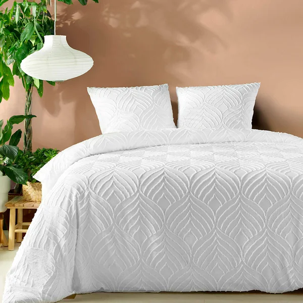Parure housse de couette microfibre HELTIE blanc 220x240cm