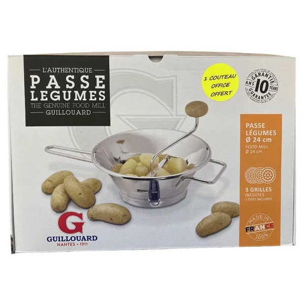 Passe-légumes inox 24cm + couteau office rouge