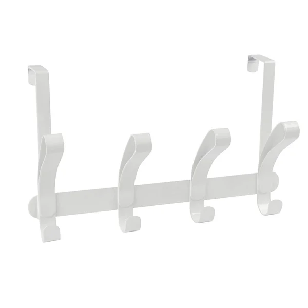 Patère de porte inox 4 crochets blanc
