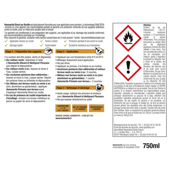 Peinture Fer Extérieure Brillant Laqué Gris Anthracite 0,75L