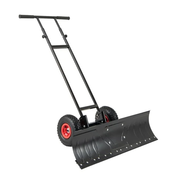 Pelle à Neige en Métal de 91,5 cm avec Roues Pelle Déneigement avec Poignée Réglable en Hauteur et en Angle Noir
