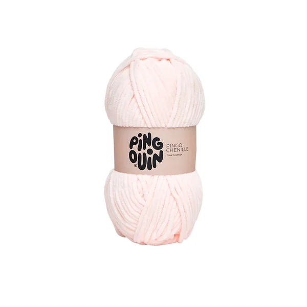 Pelote de laine chenille rose poudré 100g - PINGOUIN