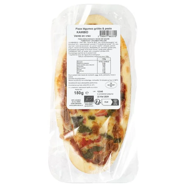 Pizza légumes grillés pesto 150g