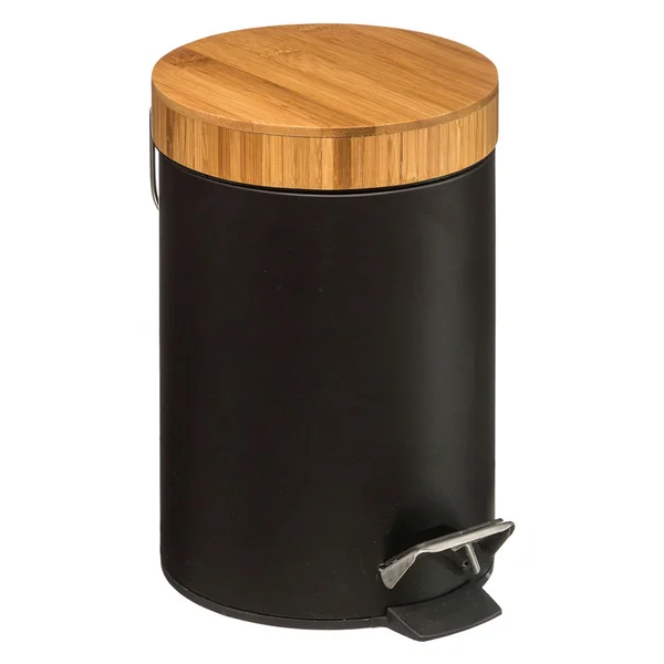 Poubelle bambou et métal noir 3L