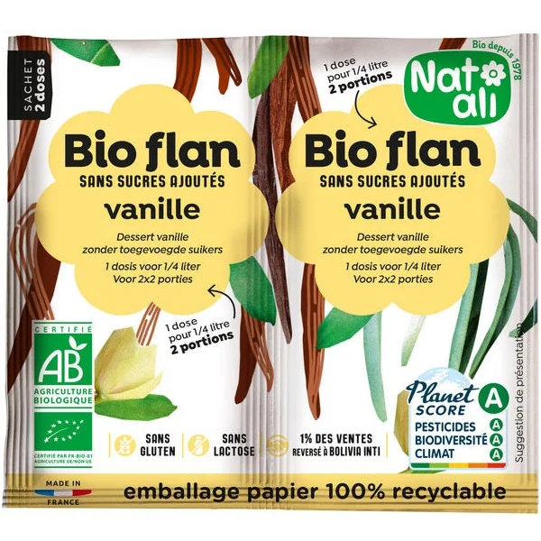 Préparation flan vanille sans sucres ajoutés 2x4,5g