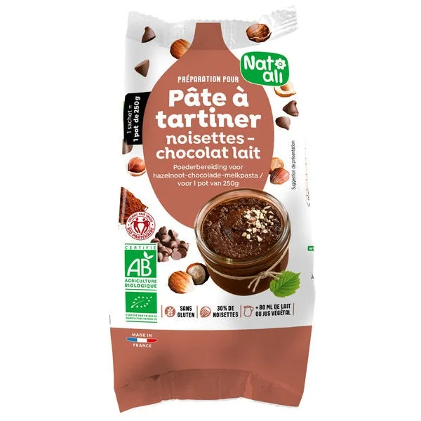 Préparation pour pâte à tartiner noisette chocolat lait 170g