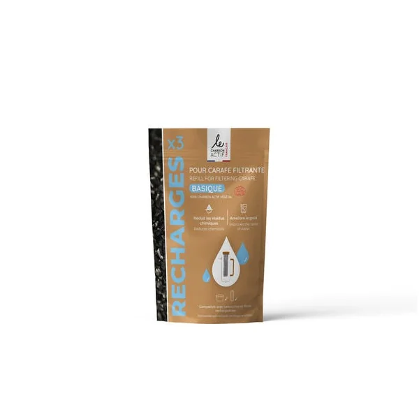 Recharge pour carafe filtrante au charbon actif végétal (3) 225g