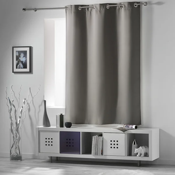 Rideau occultant à œillets ronds polyester gris perle 135x180cm
