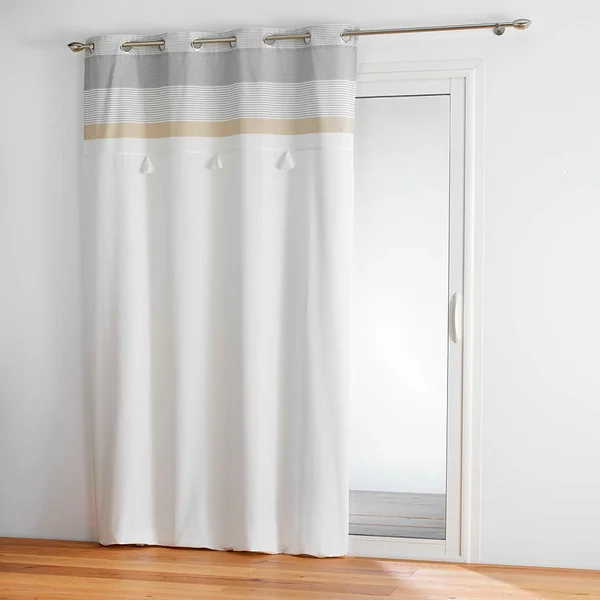 Rideau à œillets coton ILIADE avec pompons 140x240cm
