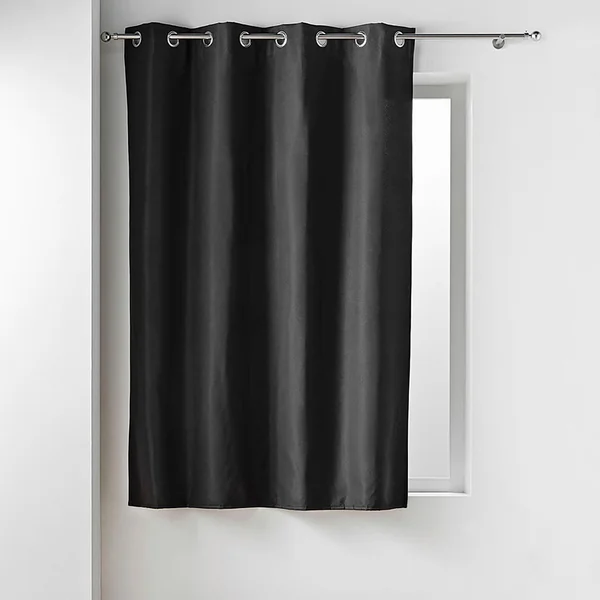 Rideau à œillets isolant MICROPOLAR noir microfibres 135x180cm