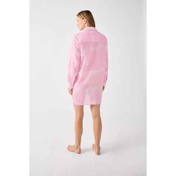Robe chemise brodée en coton