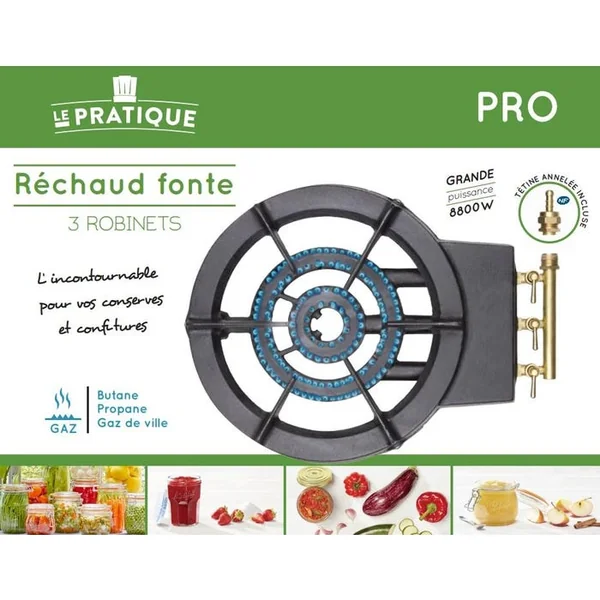 Réchaud en fonte pro 3 brûleurs/3 robinets