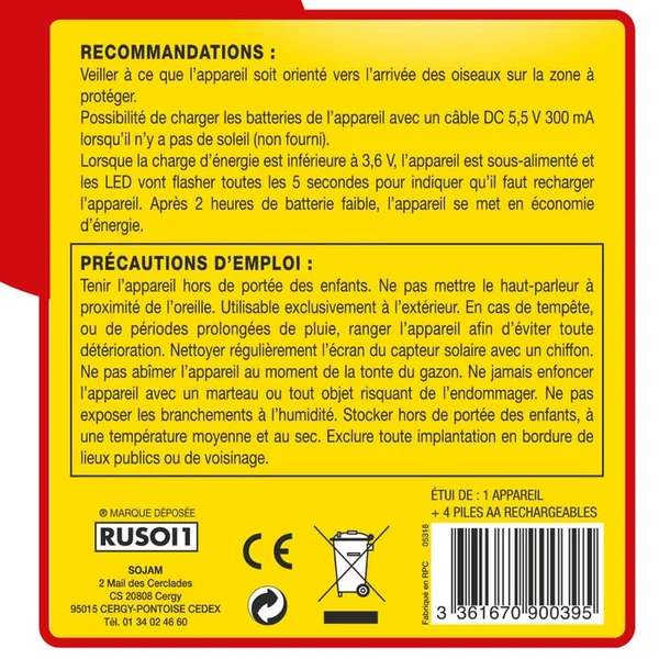 Répulsif sonore oiseaux
