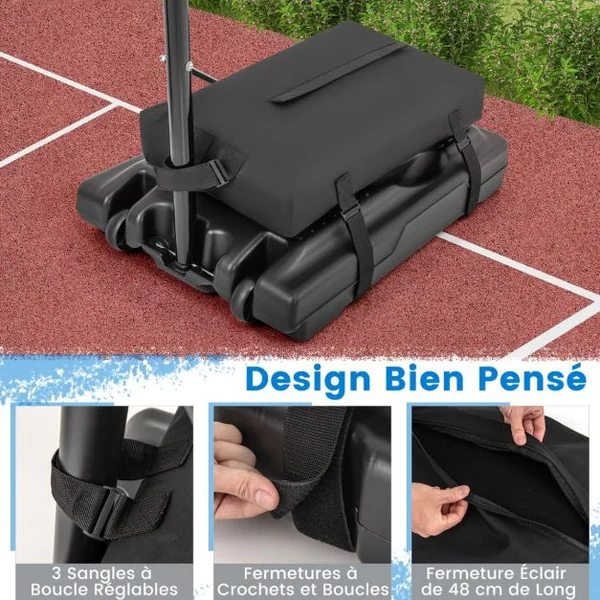 Sac de Sable pour Panier de Basket Ancrage Inférieur Lesté Robuste pour Paniers de Basket Sac de Poids en Tissu Oxford Imperméable Noir