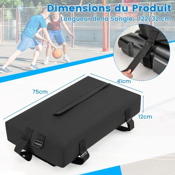Sac de Sable pour Panier de Basket Ancrage Inférieur Lesté Robuste pour Paniers de Basket Sac de Poids en Tissu Oxford Imperméable Noir