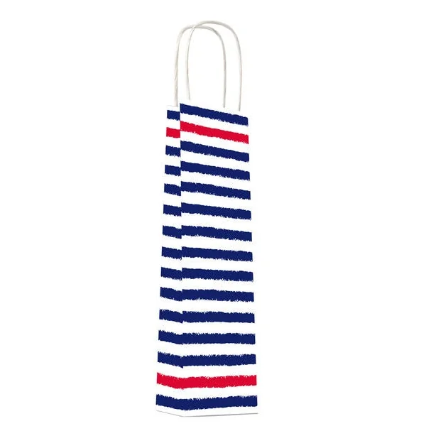 Sac kraft bouteille - motif marinière