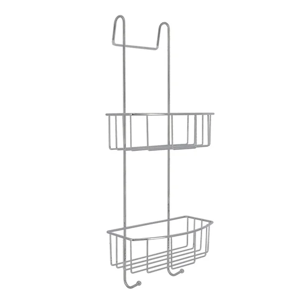 Serviteur de douche à suspendre 2 paniers et crochets chrome 19x60x23cm