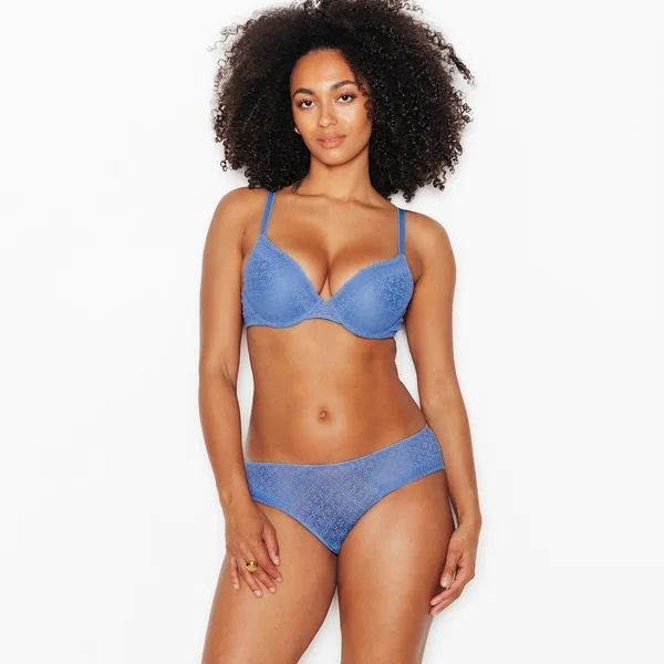 shorty dentelle BLEU