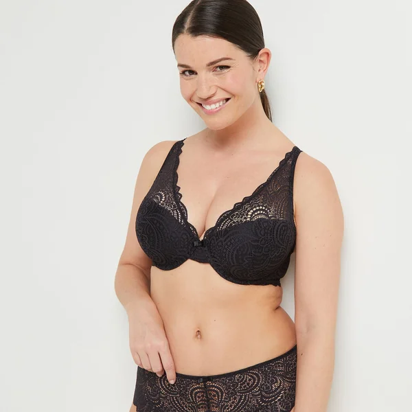 SOUTIEN-GORGE AMPLI FOULARD DENTELLE NOIR