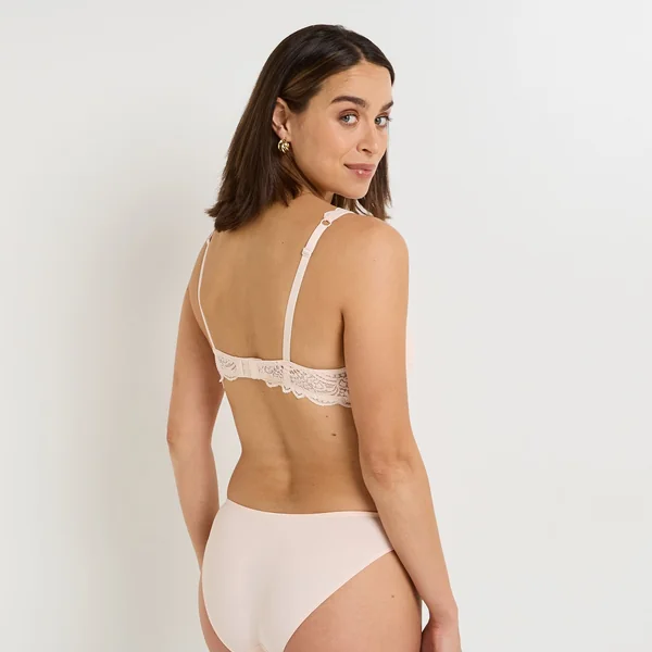 SOUTIEN-GORGE AMPLI FOULARD DENTELLE POUDRE