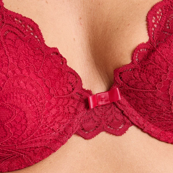 SOUTIEN-GORGE AMPLI FOULARD DENTELLE ROUGE