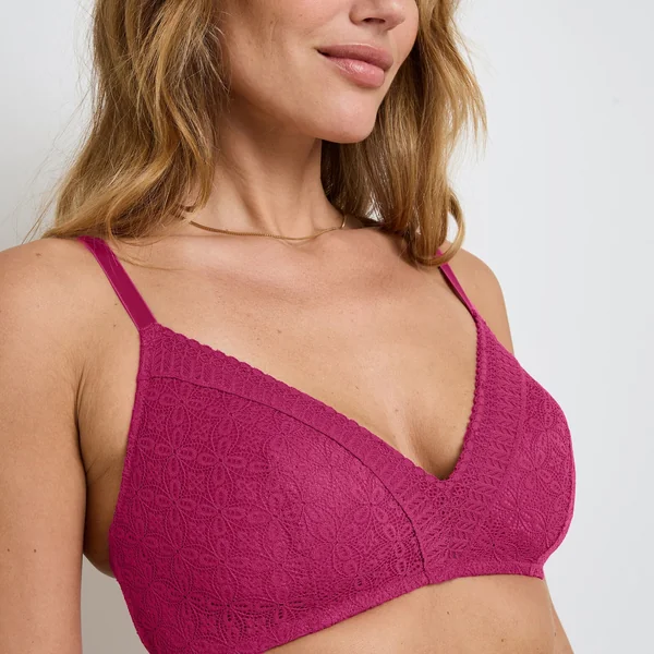 soutien-gorge ampli sans armatures dentelle FUCHSIA