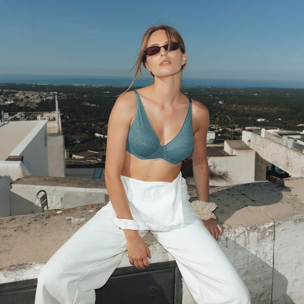 SOUTIEN-GORGE EMBOITANT FOULARD PETROLE
