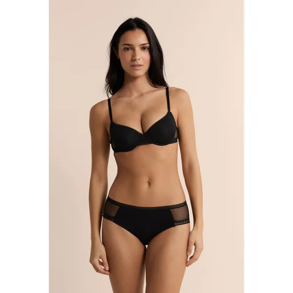 Soutien-gorge N.4 - Le coques fines en microfibre avec détails en dentelle