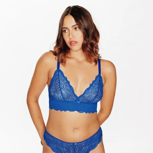 SOUTIEN-GORGE SANS ARMATURES DENTELLE BLEU ROI