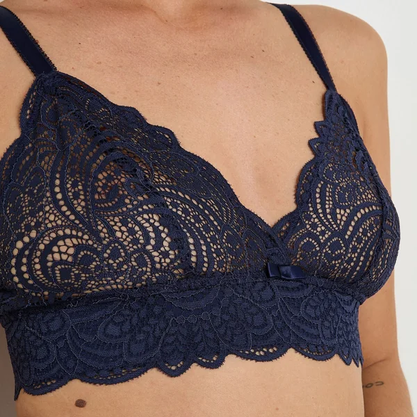 SOUTIEN-GORGE SANS ARMATURES DENTELLE MARINE
