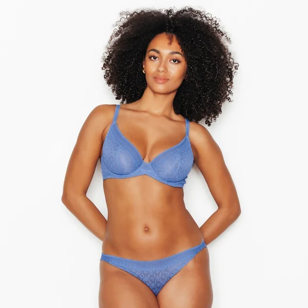 soutien-gorge triangle dentelle BLEU