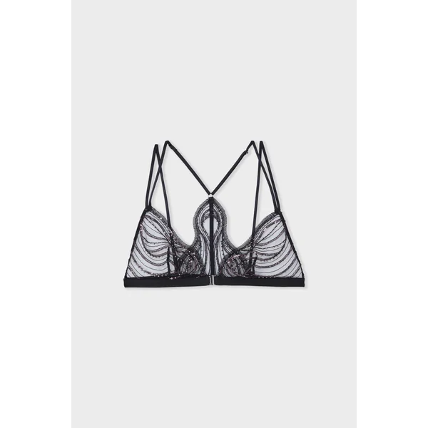Soutien-gorge triangle en broderie perlée