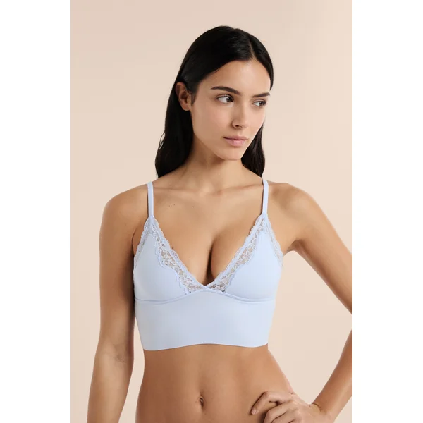 Soutien-gorge triangle en microfibre et dentelle