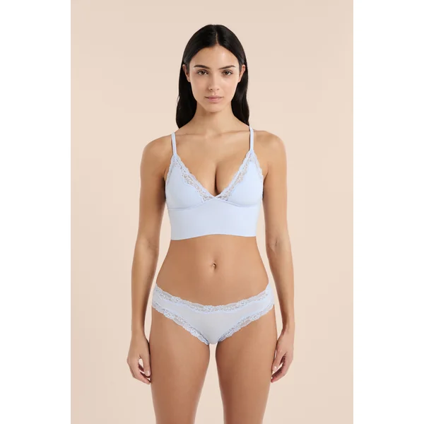 Soutien-gorge triangle en microfibre et dentelle