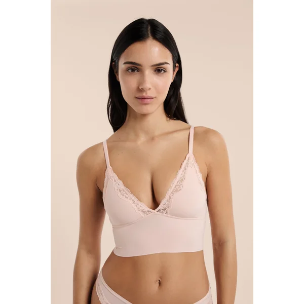Soutien-gorge triangle en microfibre et dentelle