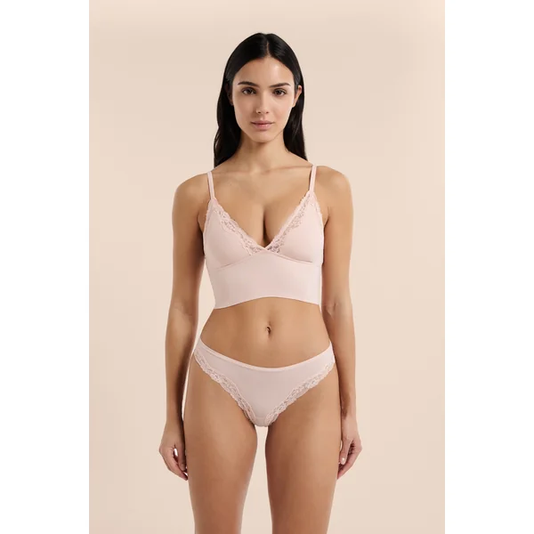 Soutien-gorge triangle en microfibre et dentelle