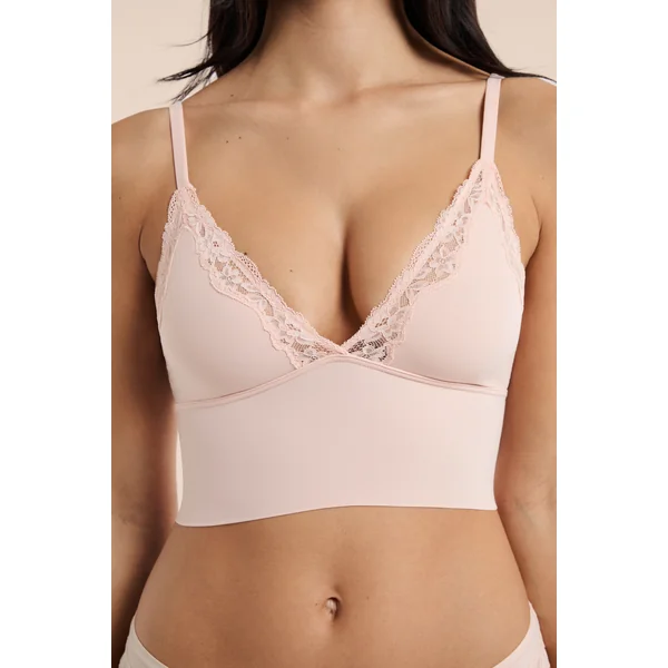 Soutien-gorge triangle en microfibre et dentelle