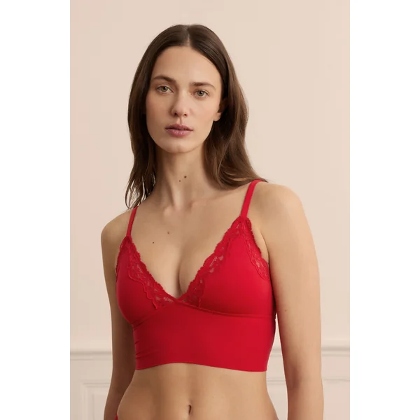 Soutien-gorge triangle en microfibre et dentelle