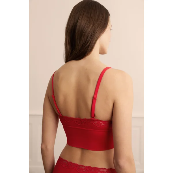 Soutien-gorge triangle en microfibre et dentelle