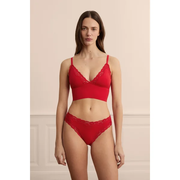 Soutien-gorge triangle en microfibre et dentelle