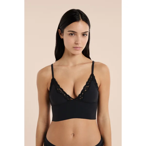 Soutien-gorge triangle en microfibre et dentelle