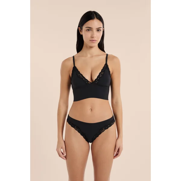Soutien-gorge triangle en microfibre et dentelle