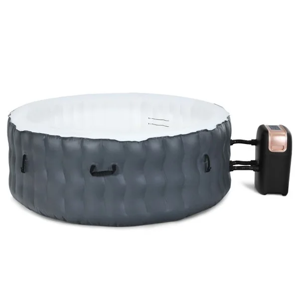 Spa Gonflable avec 108 Jets de Massage 180 x 68 CM Spa Rond Portable à 4 Personnes pour Intérieur/Extérieur Gris