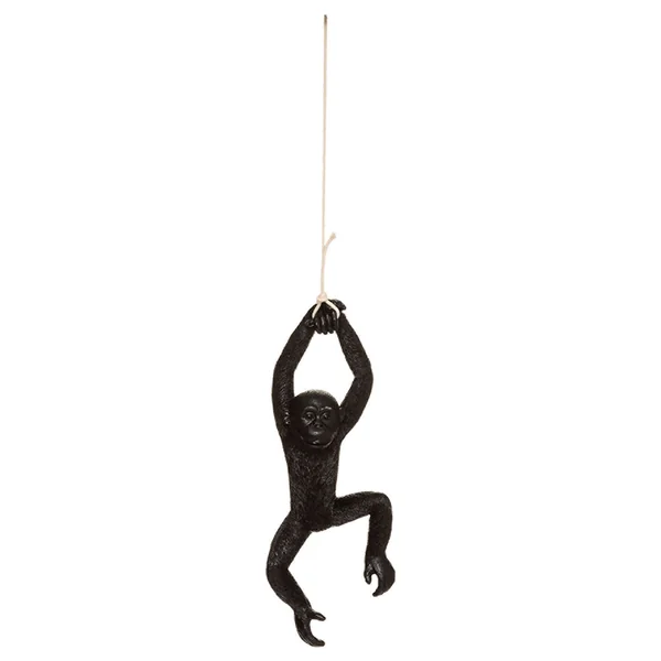 Statue singe suspendu résine noire 21x39.5x11cm