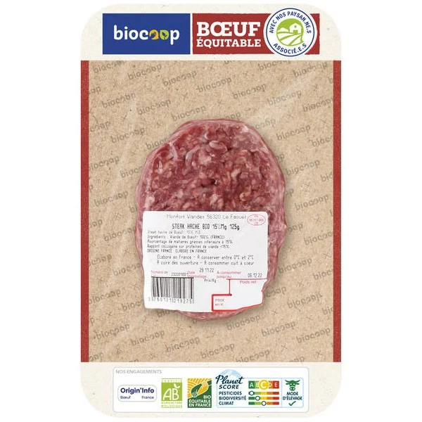 Steak haché boeuf 15%MG (1) 125g
