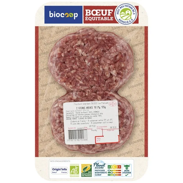 Steak haché boeuf 15%MG (2) 250g