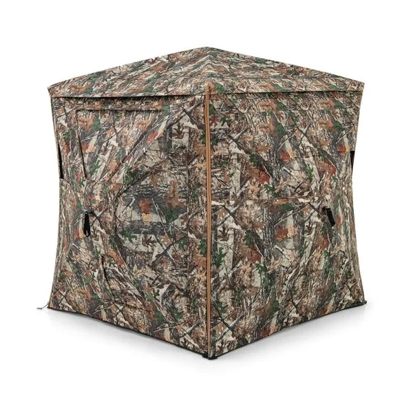 Store de Chasse Amovible 5 en 1 pour 2 à 3 Personnes Tente de Chasse Pop-Up Vue à 360° avec Puits de Lumière 148x148x164cm Camouflage