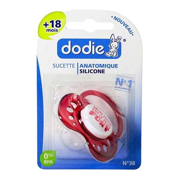 Sucette anatomique nuit +18m silicone mon papa est le plus fort n°38