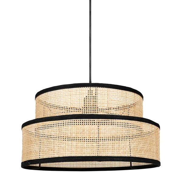 Suspension gigogne paille tressée contour noir D 35cm