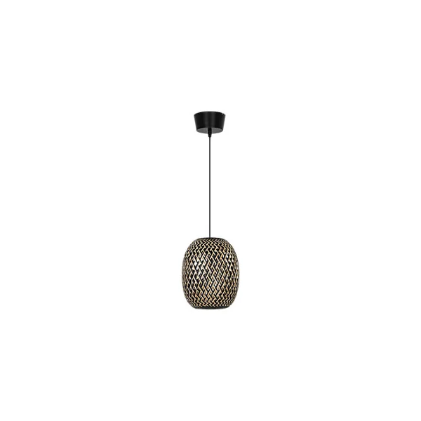 Suspension Havant bambou et métal noir ⌀23 x H.124cm 25W GoodHome